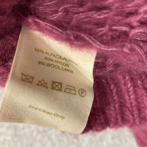 Free People open knit sweater alpaca wool blend S burgundy wine boho sheer - Picture 8 of 8